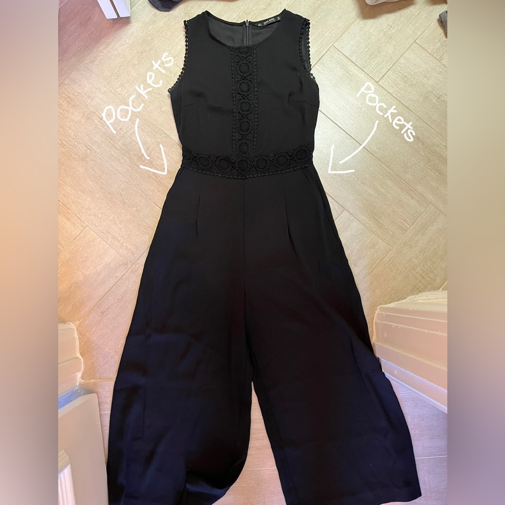 Zara black jumpsuit size small with lace detail